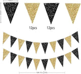Black Gold Graduation Decorations 2026/Glitter Black and Gold Party