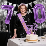 70th Birthday Decorations for Women Purple with 70th Birthday Sash