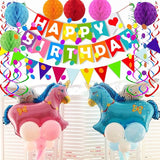 FECEDY Colorful Happy Birthday Banner Paper Triangle Flag Bunting