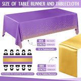 Breling 24 Pack Purple and Gold Disposable Plastic Tablecloths and