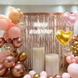 157PCS Rose Gold Balloon Garland Arch Kit with Fringe Curtain for