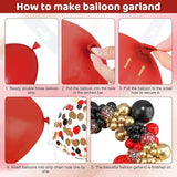 Amandir 153pcs Red Black Gold Balloon Garland Arch Kit, Different