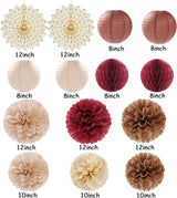 Brown Burgundy Champagne Boho Party Decorations 14pcs Rustic Wedding
