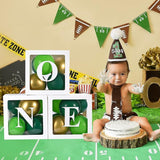 First Birthday Decorations for Boy ONE Balloon Boxes with Green and