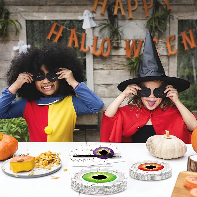 100 Pcs Spooky Halloween Eyeball Party Supplies Set Serves 25 Scary