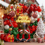 Christmas Balloons Garland Arch Kit Double Stuffed Dark Green Red