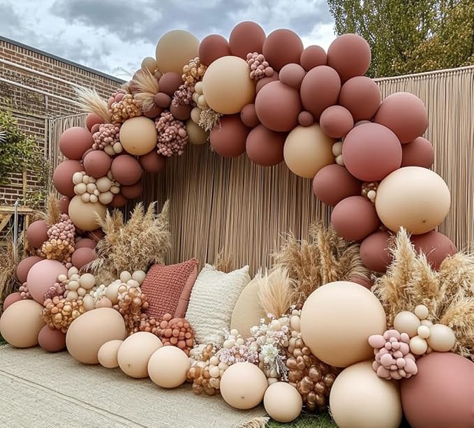 Boho Balloons Pink Nude Balloon Garland Double Stuffed Matte Cream