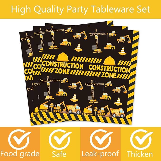 132 Pcs Construction 3rd Birthday Party Supplies Dump Truck Theme