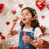 Valentines Party Favors for Kids Mini Bubble Wands Bulk with Card 24