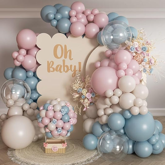 Gender Reveal Balloon Arch Kit 139Pcs Dusty Pink and Fog Blue