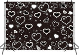 Black Heart Early 2000s Backdrop 7x5FT Valentine's Day Photography