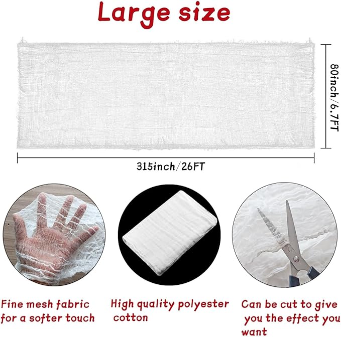 Niurui Halloween White Creepy Cloth 315 x 79 Inch Spooky Gauze