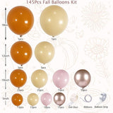 145PCS Fall Pink Balloon Arch Kit Boho Baby Shower Decorations for