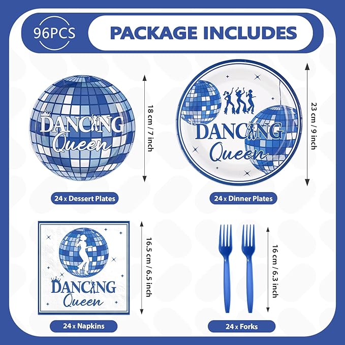 96Pcs Dancing Queen Party Decorations Mamma Mia Bachelorette Plates