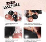 132pcs Rose Gold and Black Balloon Arch Kit, Metallic Rose Gold and