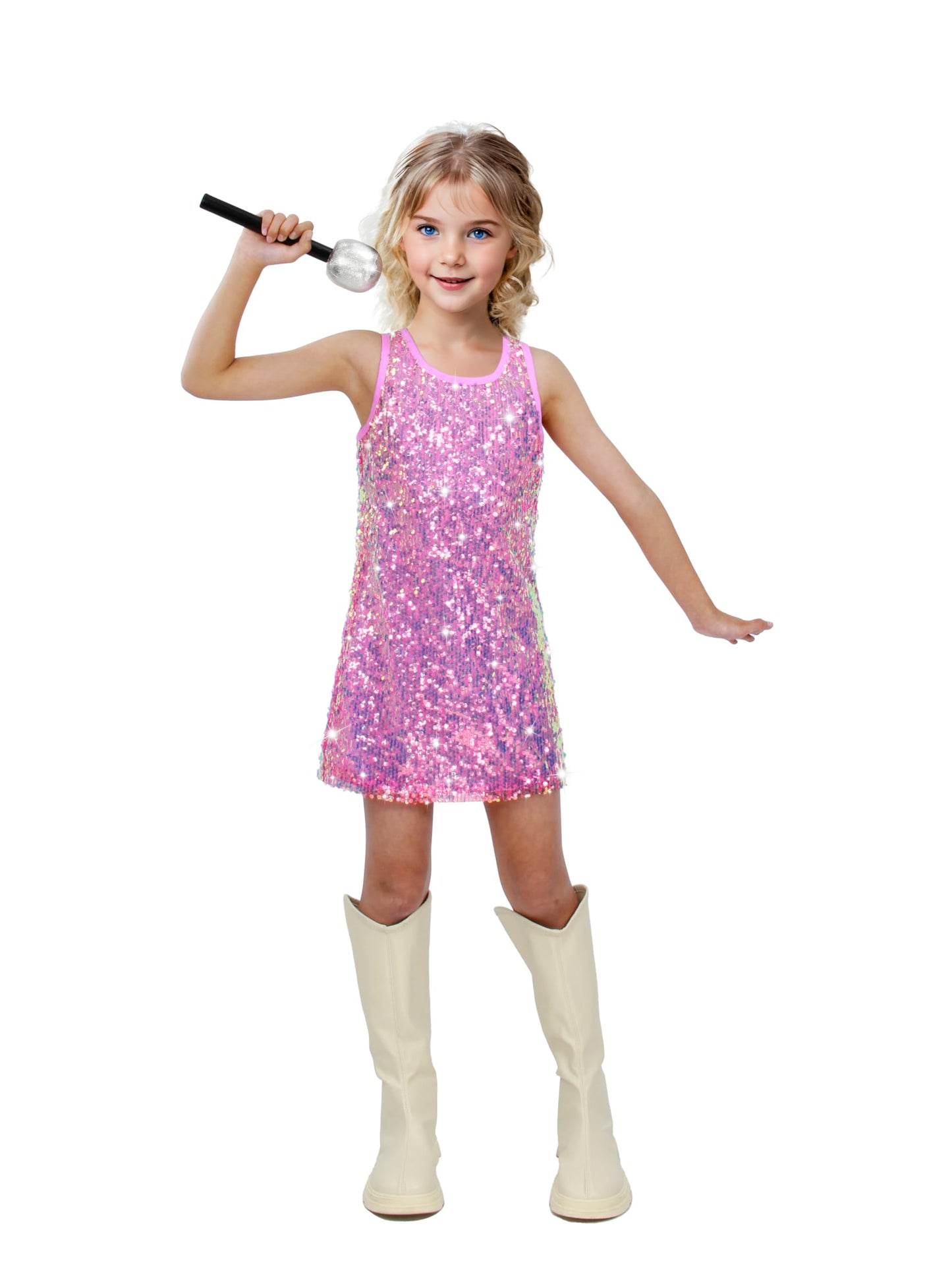Sinkawa Jackets Girls Sequin Dress Sparkly Sleeveless Costume Prom