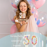 30th Birthday Candle for Cake, Colorful Macaron Numeral Candles for Wo