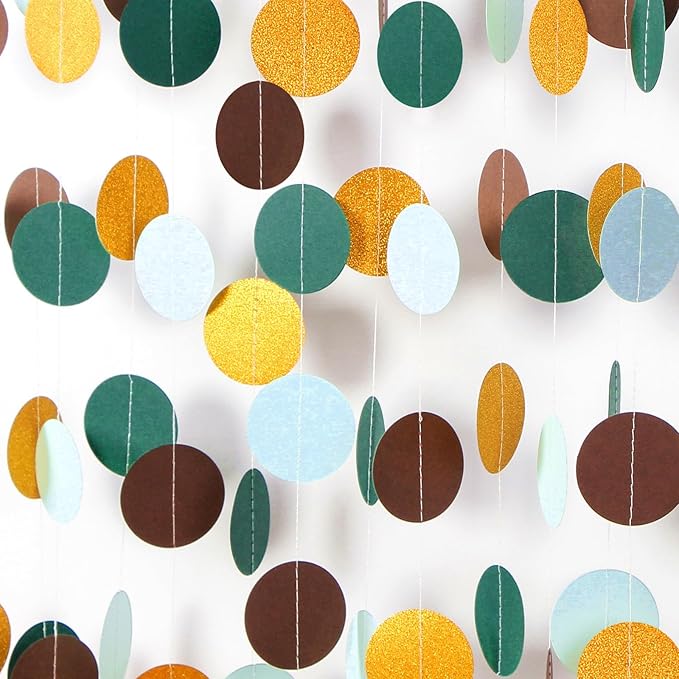 Sage-Green Gold Brown Party Decorations - 52FT Paper Streamers Gender