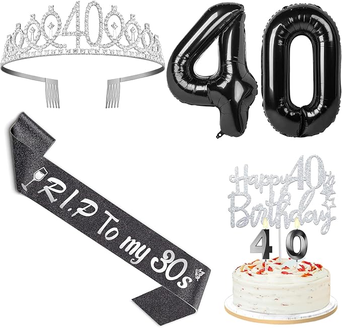 RIP to My 30s Birthday Decorations with 40th Birthday Crown RIP to