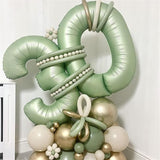 Sage Green Foil Balloon Number 7, 40'' Giant Self Inflating Number