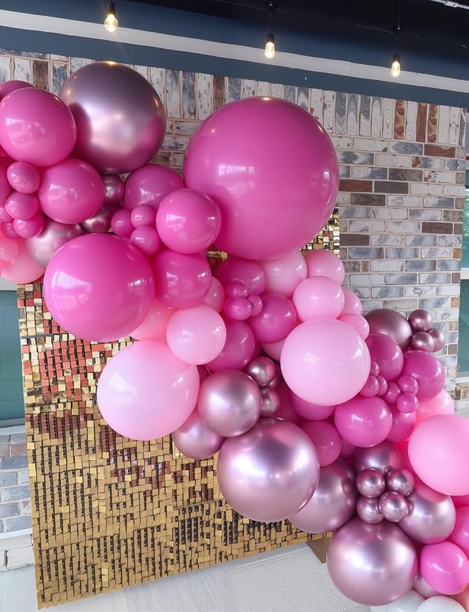 Pink Balloons Set - 12Inch Metallic Chrome Pearl Macaron Light Pink