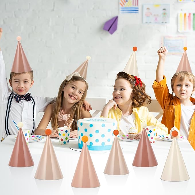 CHUNNIN 24 PCS Boho Party Hats Neutral Boho Themed Paper Hats