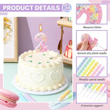 MTLEE Birthday Candle Macaron Glitter 3D Number Candle with 12 Pcs
