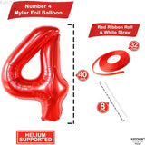 KatchOn, Giant Red Number 4 Balloons for Birthdays - 40 Inch | Red 4