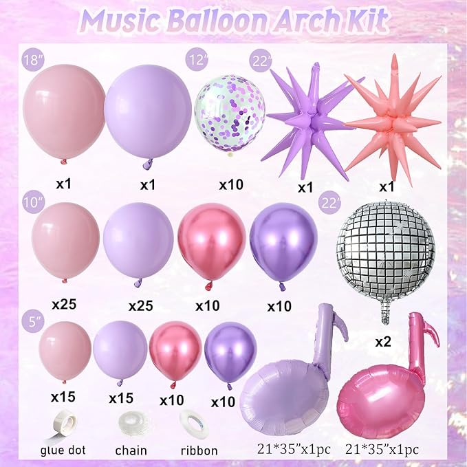 K pop Music Hunter Theme Birthday Decorations,Pink and Purple Balloon