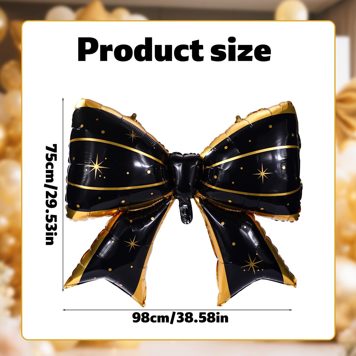 2pcs Large Bow Balloons, Bow Themed Party Decorations Elegant Coq Blac