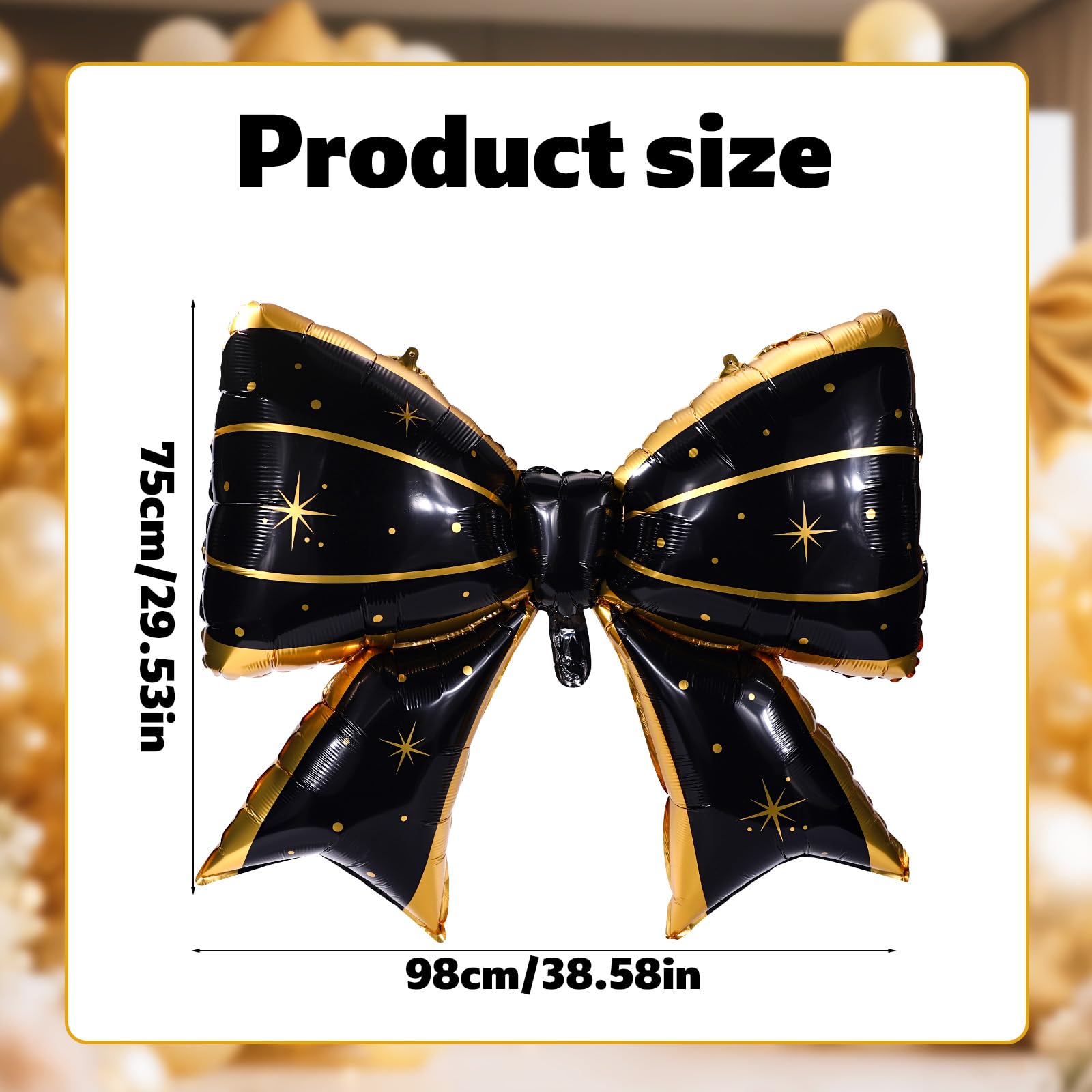 2pcs Large Bow Balloons, Bow Themed Party Decorations Elegant Coq Blac