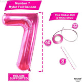 KatchOn, Giant Hot Pink Number 7 Balloon - 40 Inch | Pink 7 Mylar