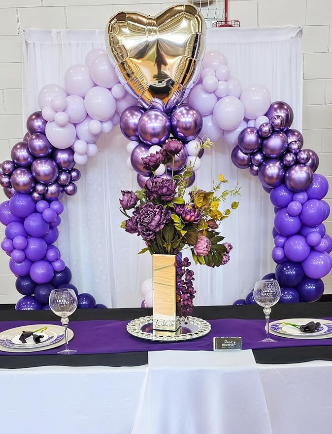 Purple Balloons - 12 Inch Dark Metallic Purple Balloons Macaron