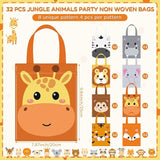 32 Pcs Safari Party Favor Bags Non Woven Jungle Animal Goodie Treat