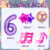 9Pcs Kpop Birthday Decorations - Kpop Music Balloons Hot Pink Music