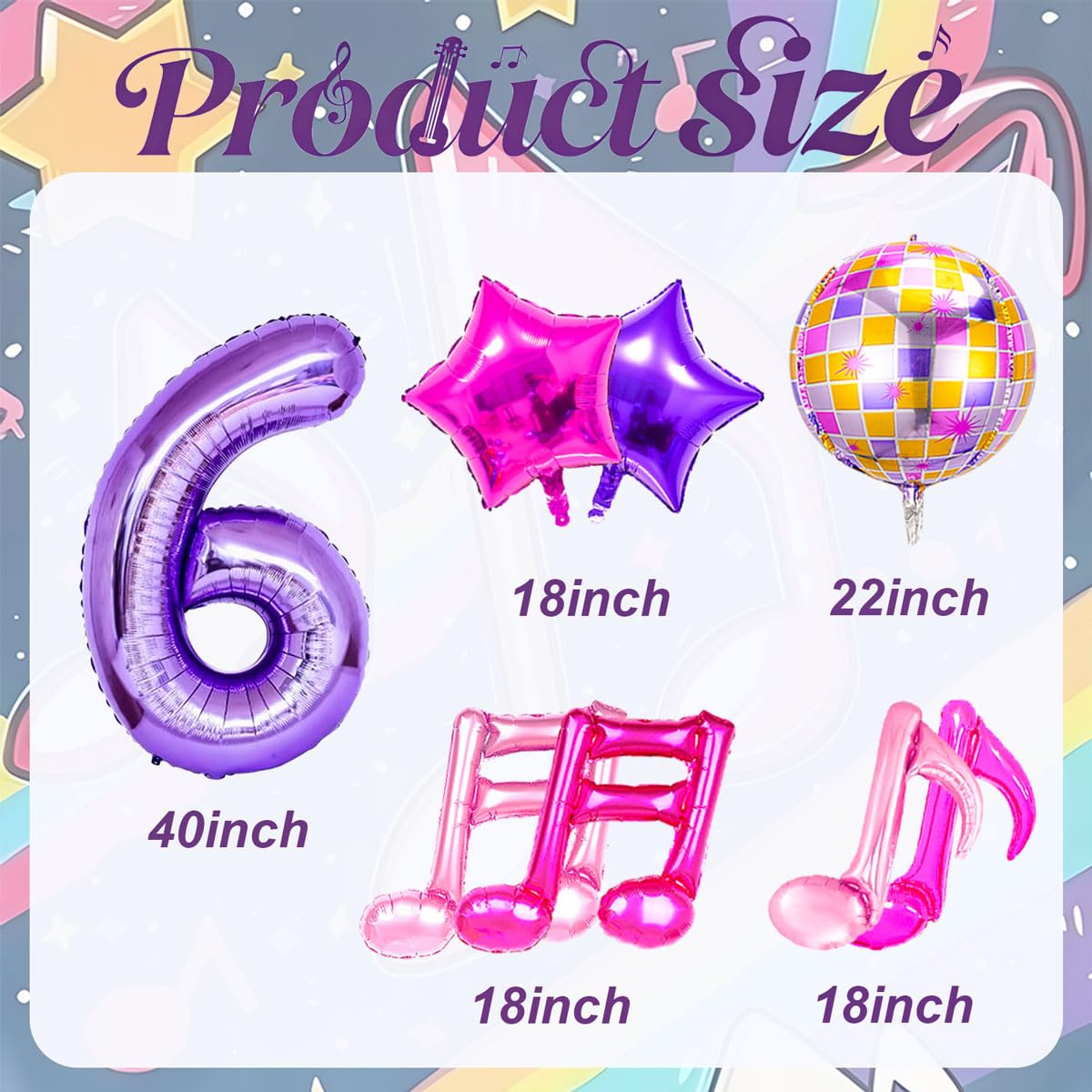 9Pcs Kpop Birthday Decorations - Kpop Music Balloons Hot Pink Music