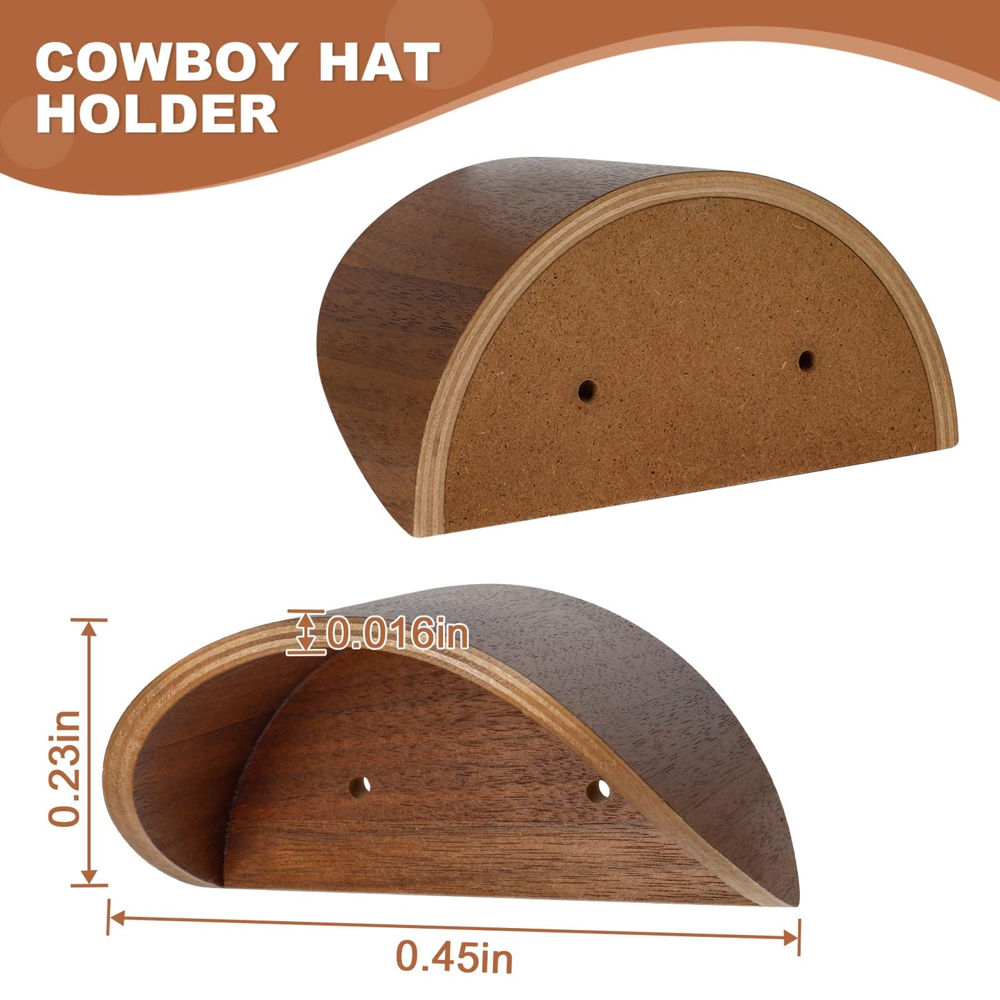 HUANGSTY 2 Pack Cowboy Hat Rack Wall Mount, Non-Damaging Curved
