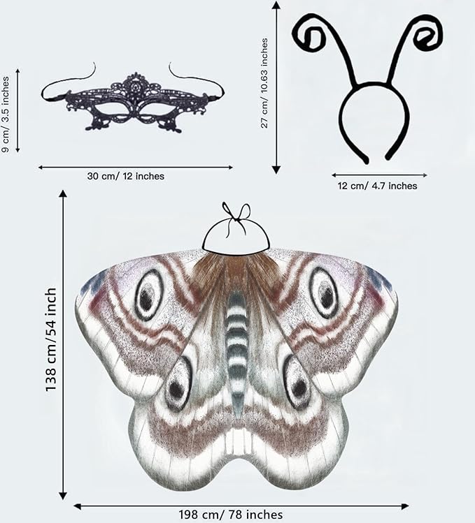 Halloween Butterfly Wings Costume for Womens Moth Wings Butterfly