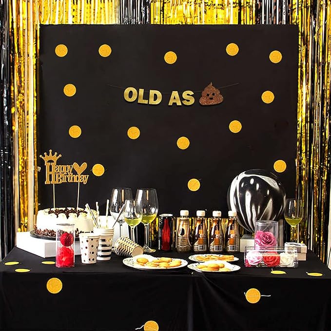 Pre-Strung Old As Glitter Banner - Funny Retirement Decorations for