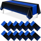 MASHAN 12Pcs Black and Blue Tablecloth Party Decorations,Plastic