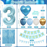 3rd Birthday Decorations Blue White Gold 3rd Birthday Balloons with