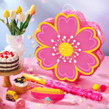 Aoriher Daisy Flower Piñata Set with Blindfold and Bat Pink Flower