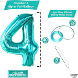 KatchOn, Giant Aqua Blue Number 4 Balloon - 40 Inch | Mermaid Number