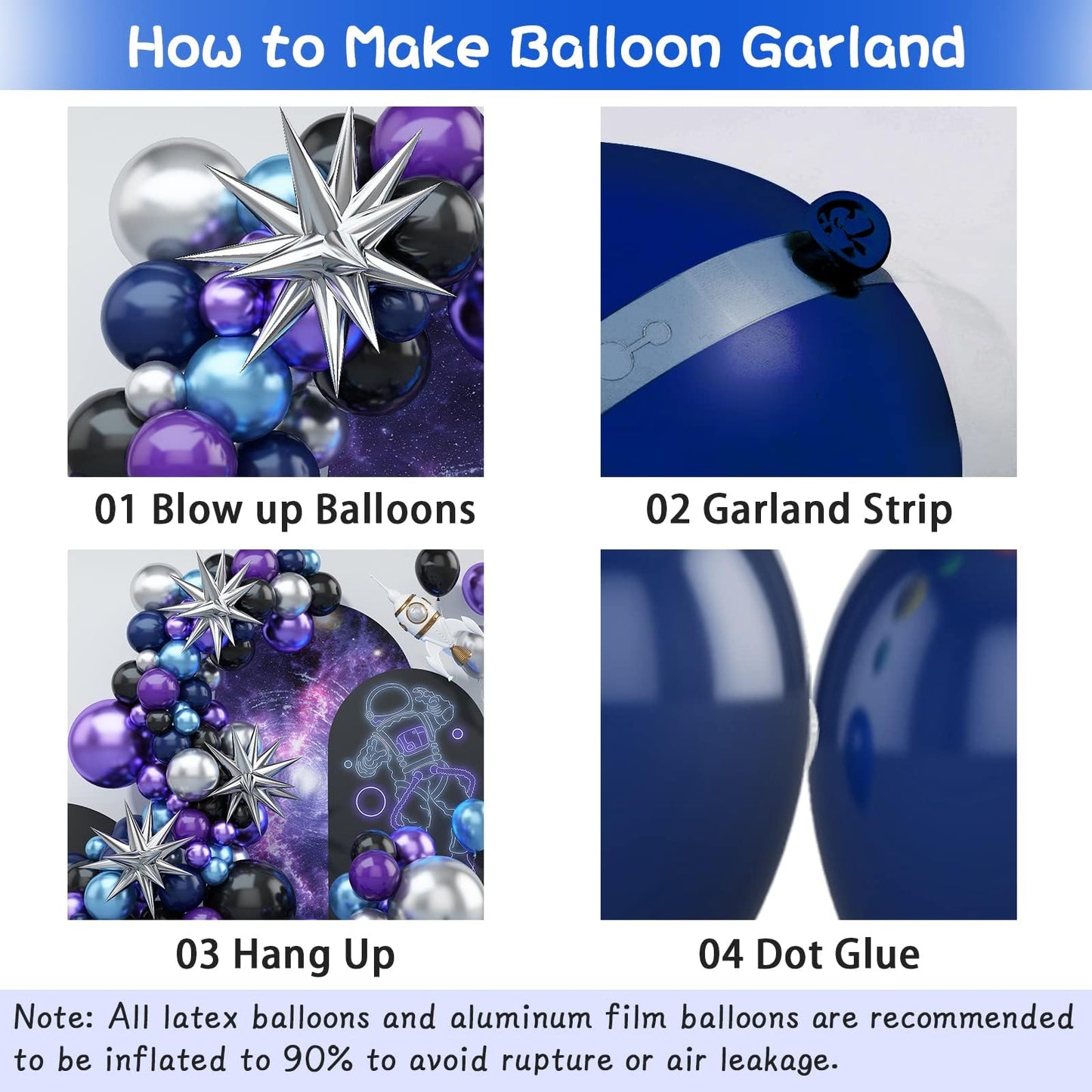 Space Balloon Arch Kit, Space Birthday Decorations Blue Purple Silver