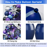 Space Balloon Arch Kit, Space Birthday Decorations Blue Purple Silver
