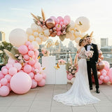 Pink Ivory Rose Gold Balloon Arch Kit Double Stuffed Light Pink