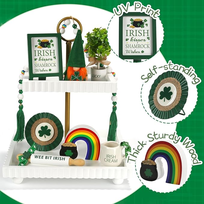 St Patrick's Day Decoration 8 PCS Tiered Tray Decor Set Cute