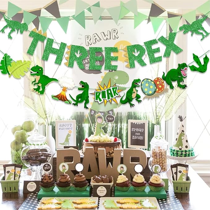 Three Rex Birthday Party Decoration Boy Dinosaur 3rd Birthday