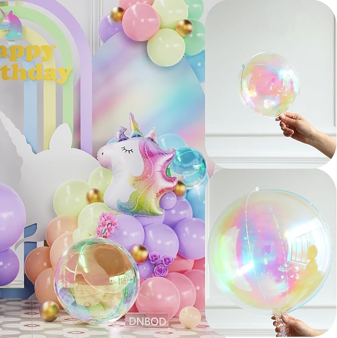 140Pcs Pastel Rainbow Unicorn Balloon Garland Arch Kit with Pink