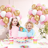 60pcs Pink and Gold Balloons 12inch, Pink and White Balloon with
